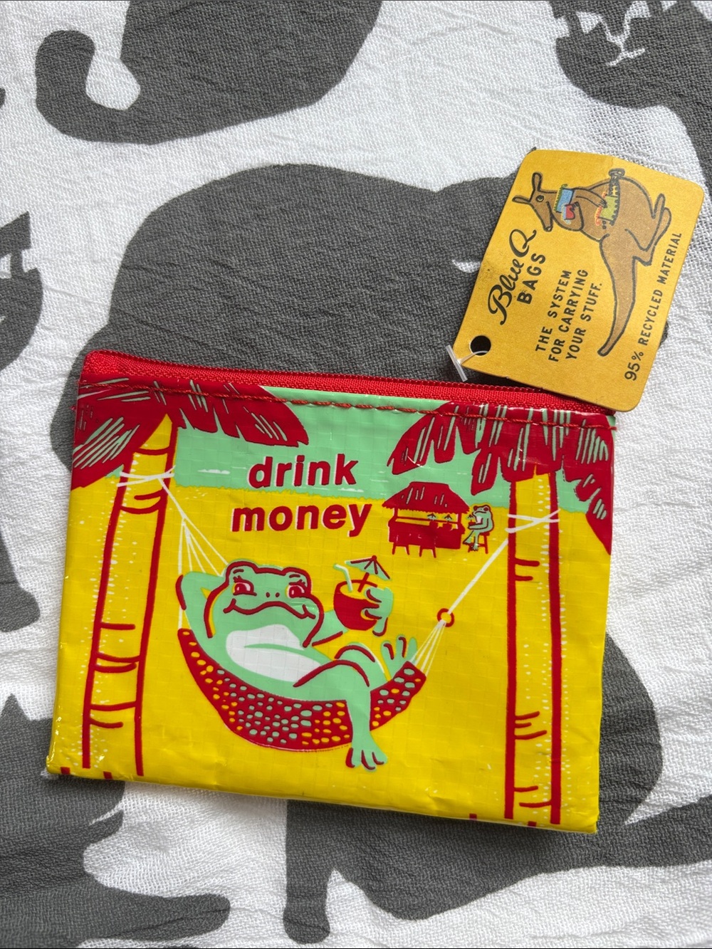 Blue Q Coin Pouch zip bag Drink Money Frog in Hammock NWT Tiki Bar